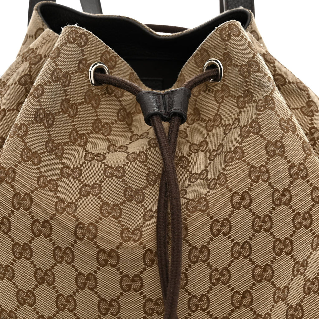 Monogram Dollar Calfskin O Drawstring Backpack Beige Ebony Testa di Moro Dark Chocolate