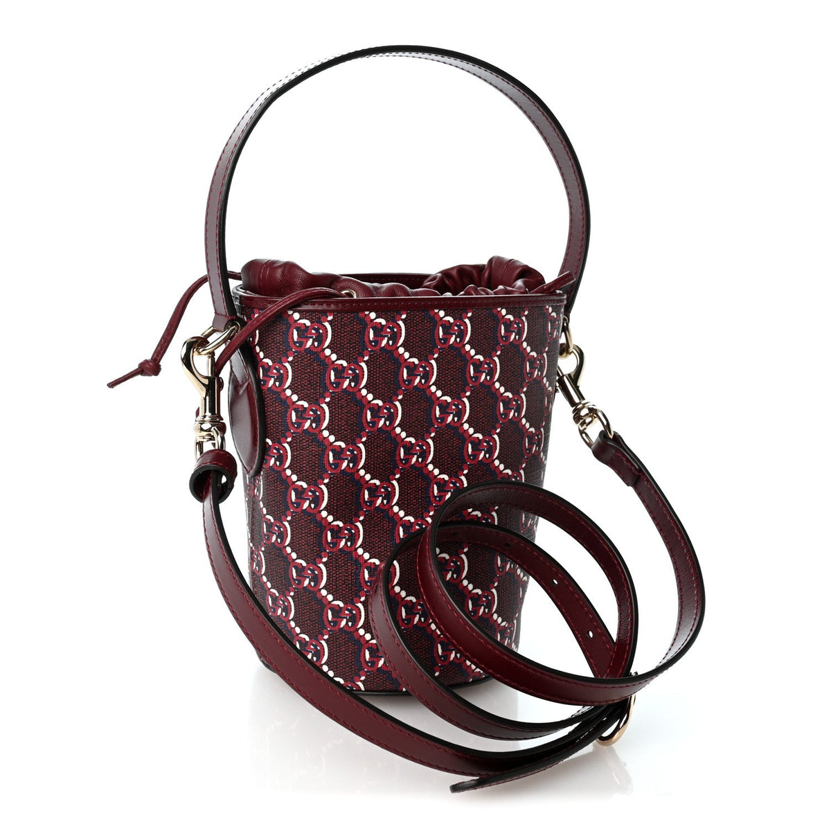 GG Shadow Monogram Mini Bucket Bag Rosso Ancora Red