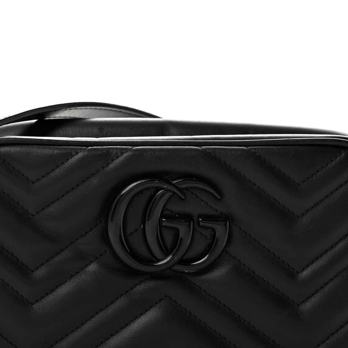 Calfskin Matelasse Monochrome Small GG Marmont Chain Shoulder Bag Black
