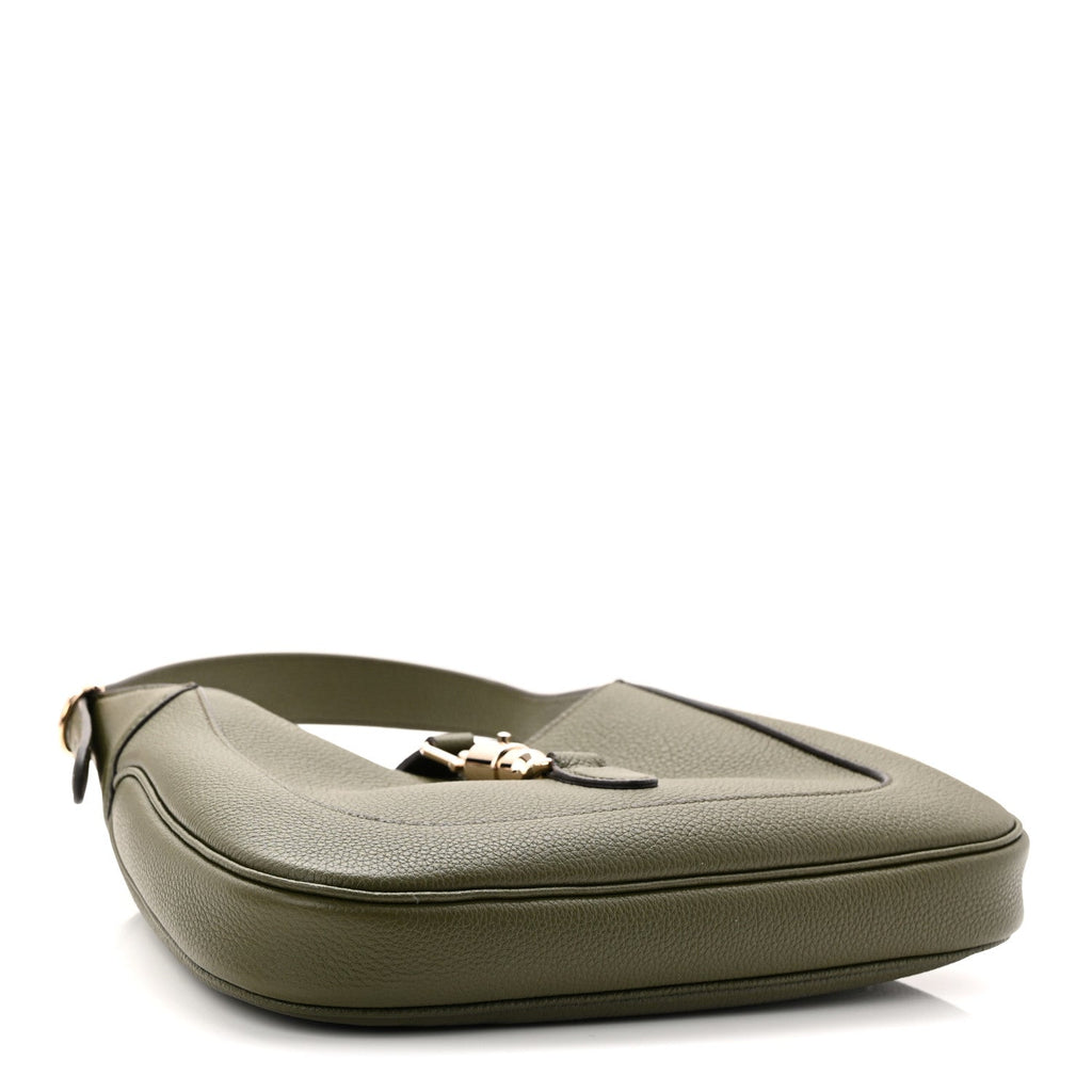 Grained Calfskin Web Medium Jackie 1961 Hobo Dark Green