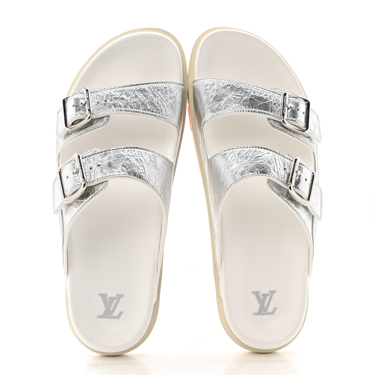 Metallic Mix Materials Mens LV Script Trainer Mules 11 Silver Multicolor