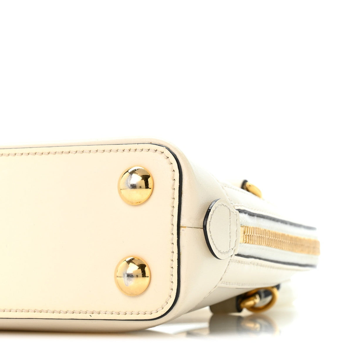 Boarded Plutone Calfskin Mini Horsebit 1955 Top Handle Bag Mystic White