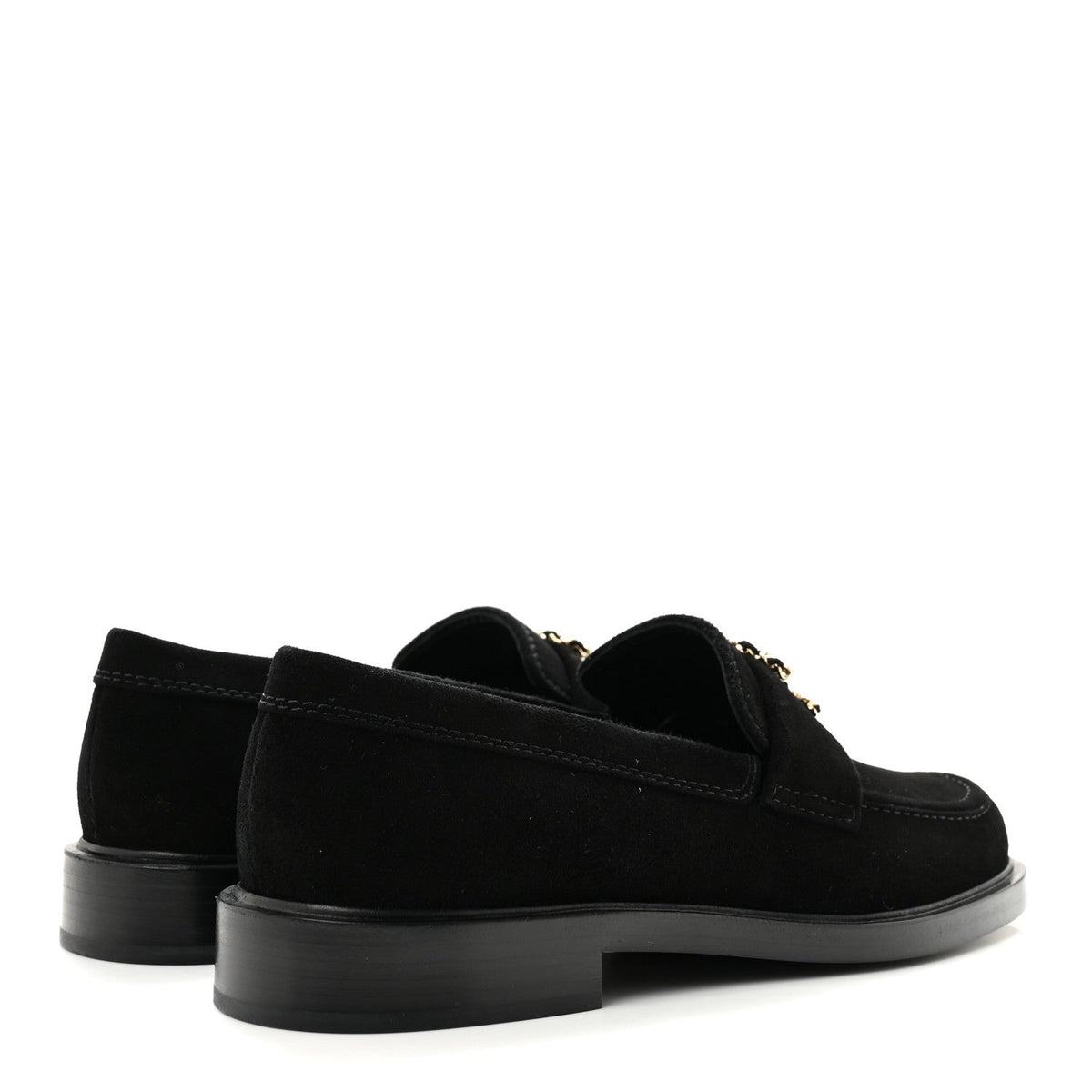 Suede Kidskin Crystal CC Loafers 37 Black
