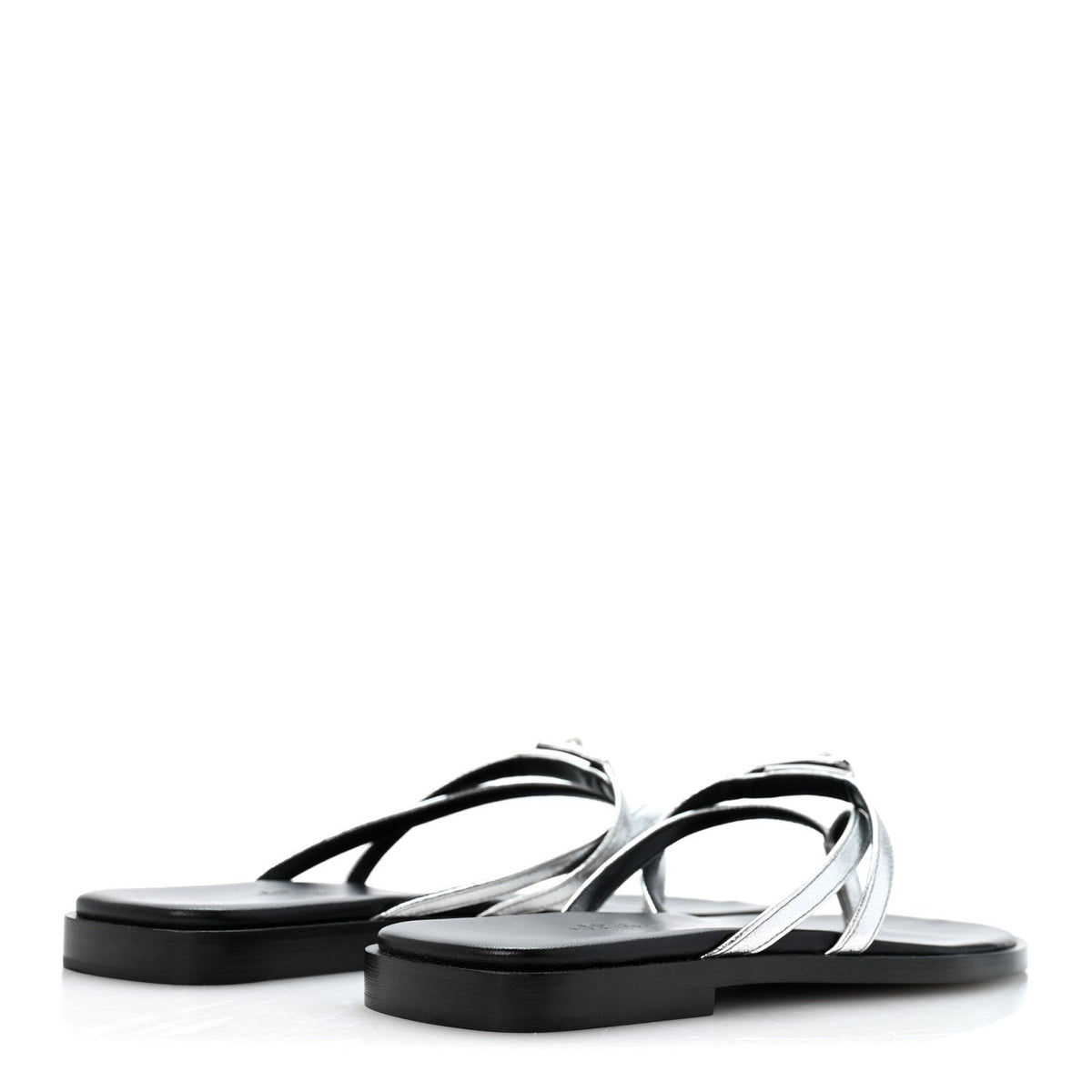 Metallic Goatskin Miss Sandals 36 Gris Argente
