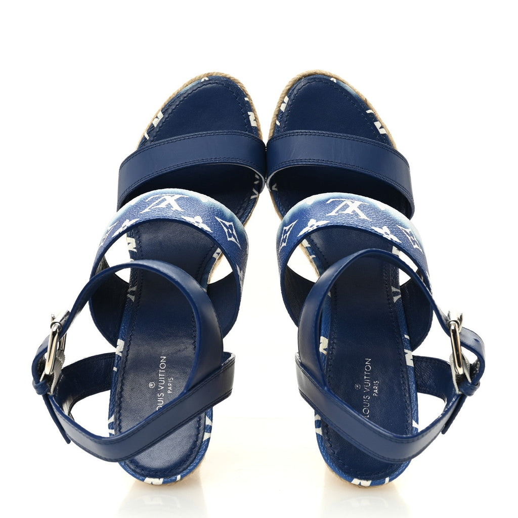 Monogram Escale Starboard Wedge Sandal 40 Blue