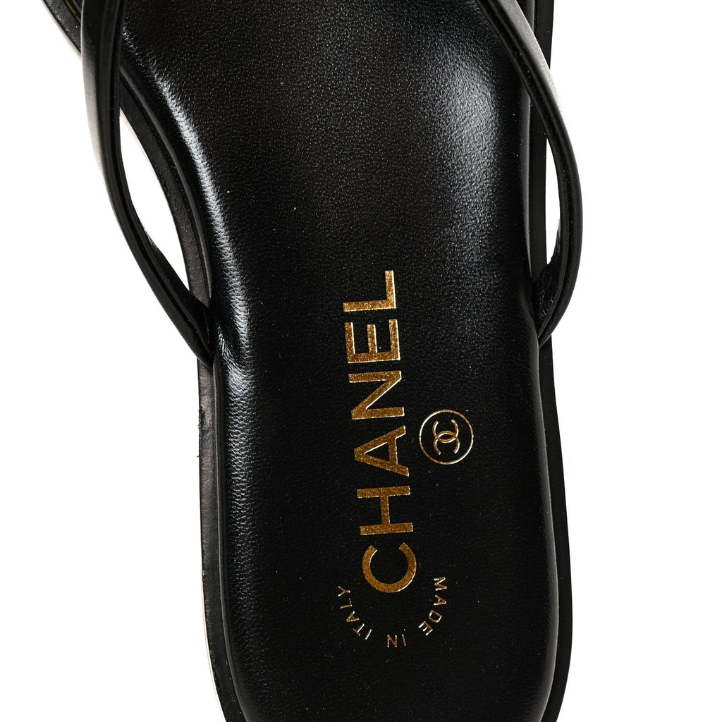 Goatskin CC Times Square Thong Sandals 38 Black
