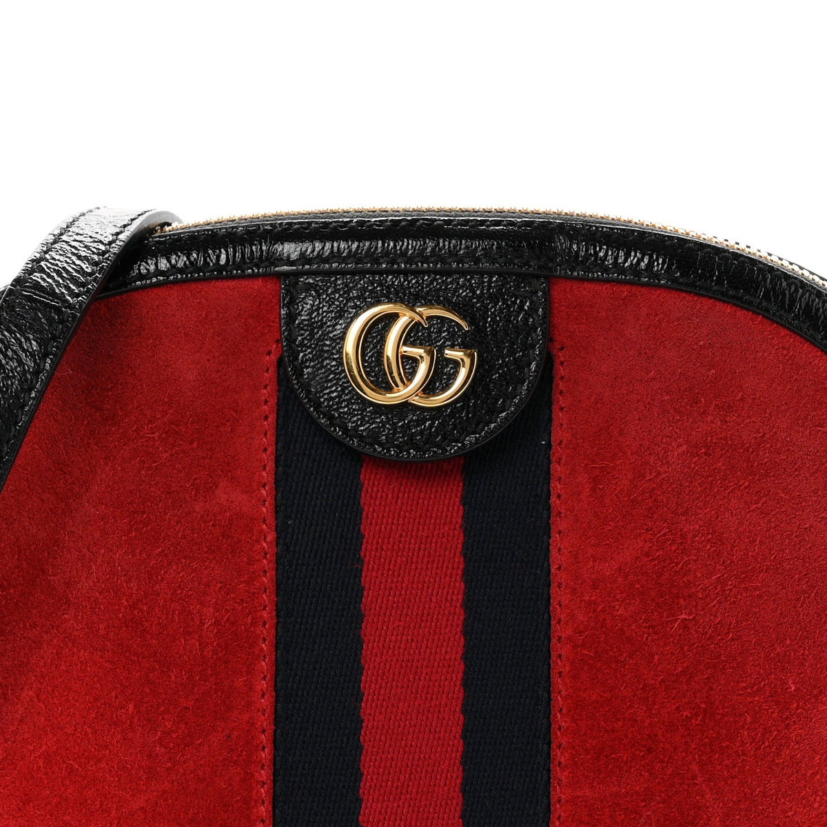 Suede Patent Web GG Small Ophidia Dome Shoulder Bag Hibiscus Red
