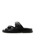 Lambskin Quilted Velcro Dad Chain CC Slide Sandals 36 Black
