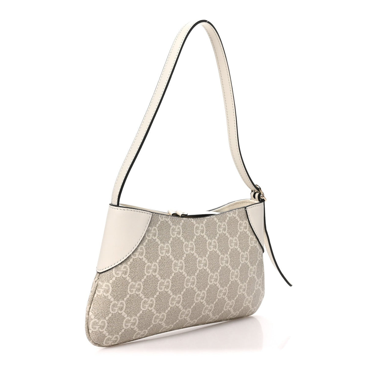 GG Monogram Calfskin Small Emblem Shoulder Bag Beige Mystic White