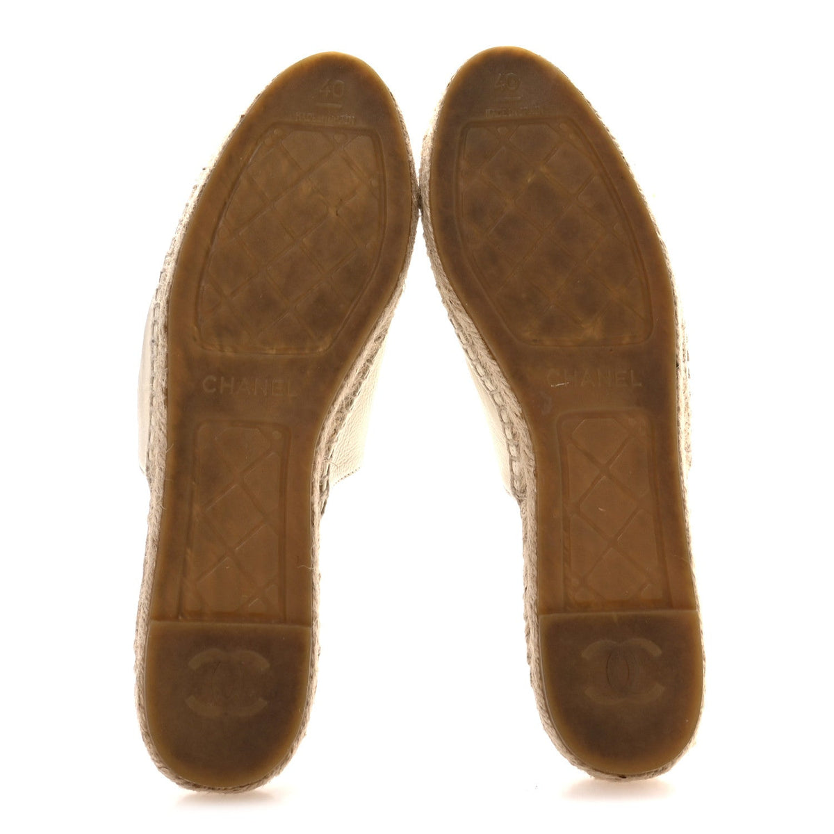 Calfskin CC Espadrille Mules 40 Ivory