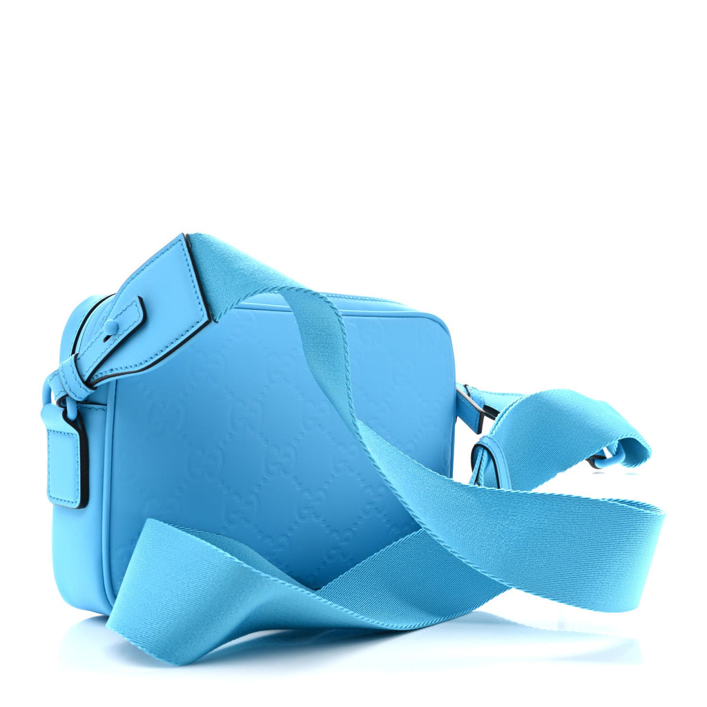 Rubber Effect Monogram GG Crossbody Bag Bright Blue