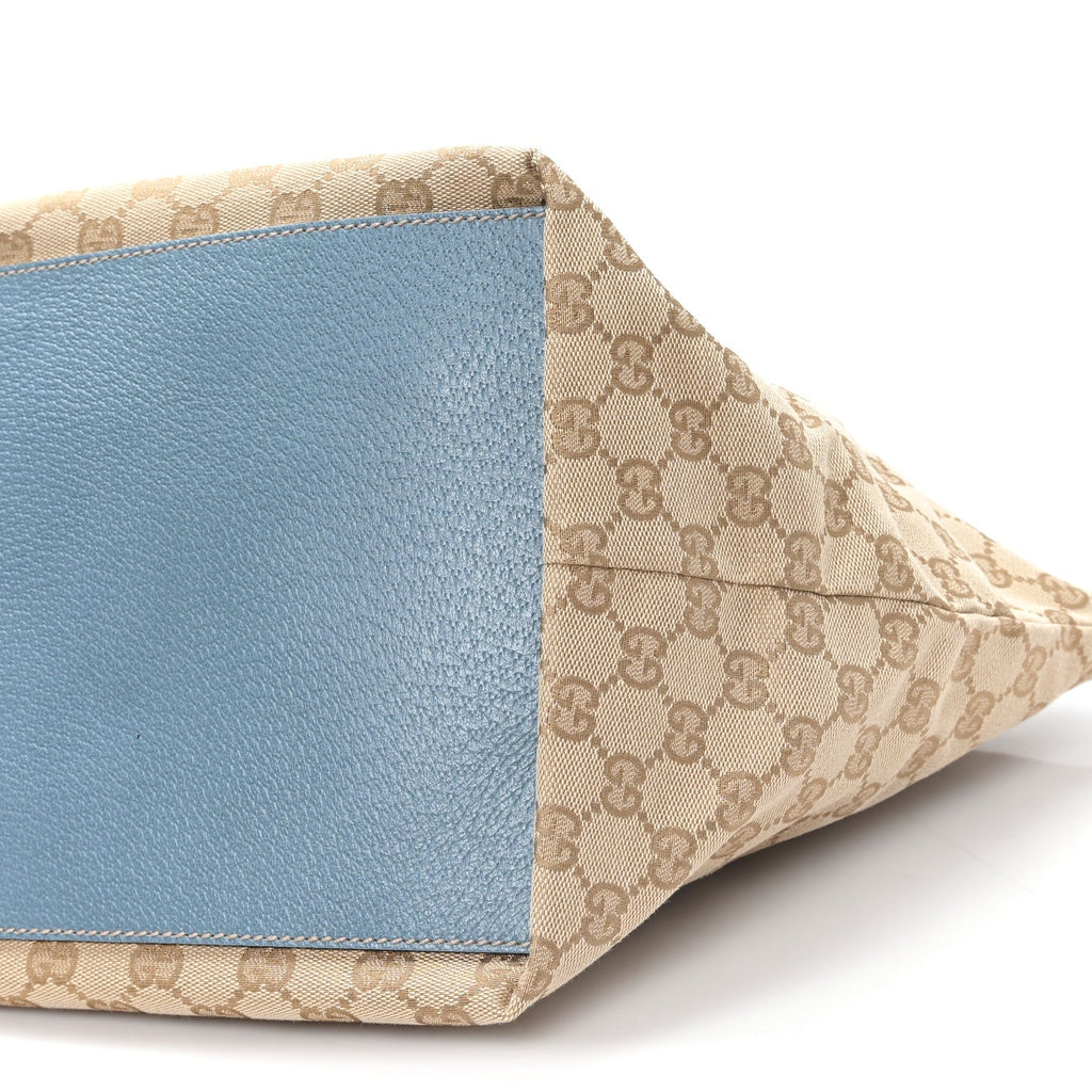 GG Monogram Medium Web Handle Bucket Tote Blue