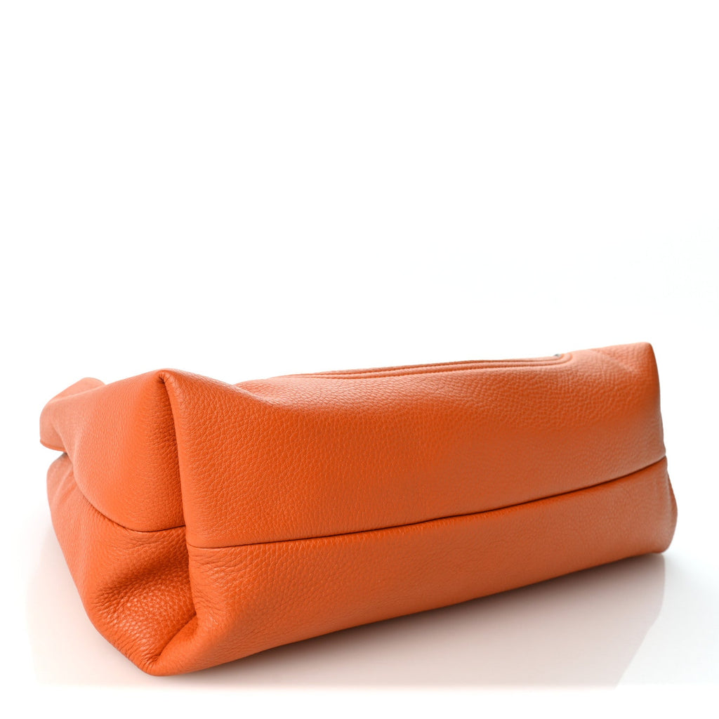 Grained Calfskin Softbit Maxi Shoulder Bag Orange