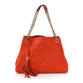 Pebbled Calfskin Medium Soho Chain Shoulder Bag Sun Orange