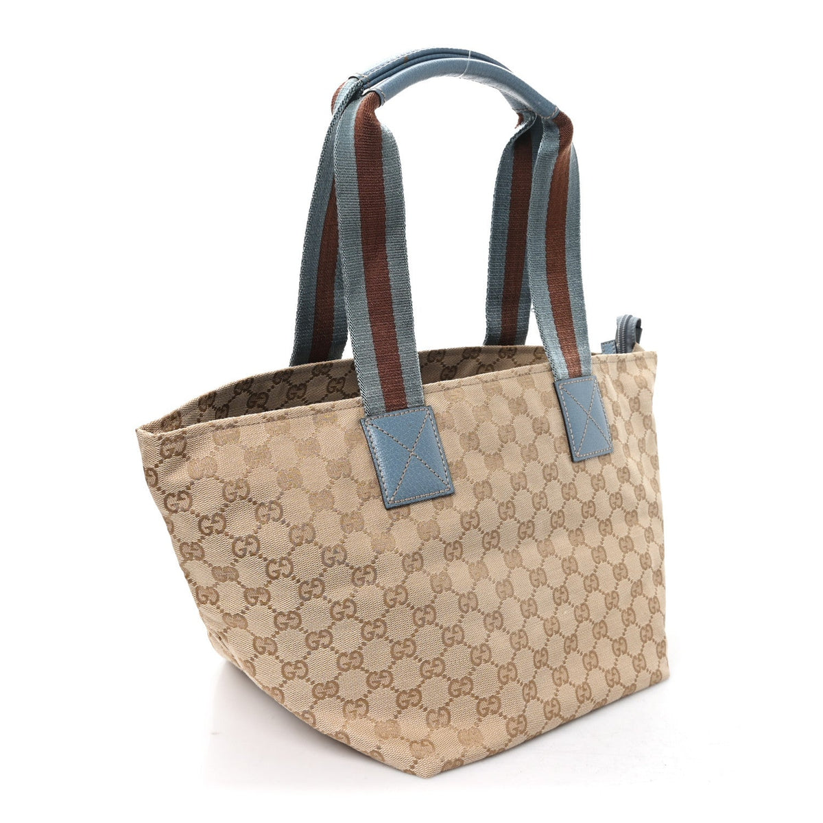 GG Monogram Medium Web Handle Bucket Tote Blue