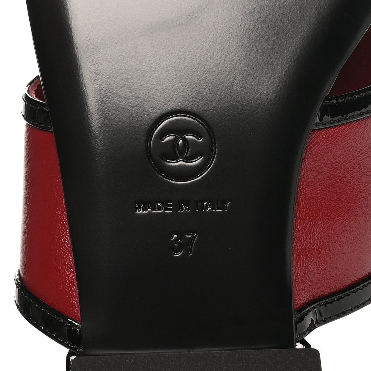 Lambskin Patent Calfskin CC Thong Sandals 37 Burgundy Black