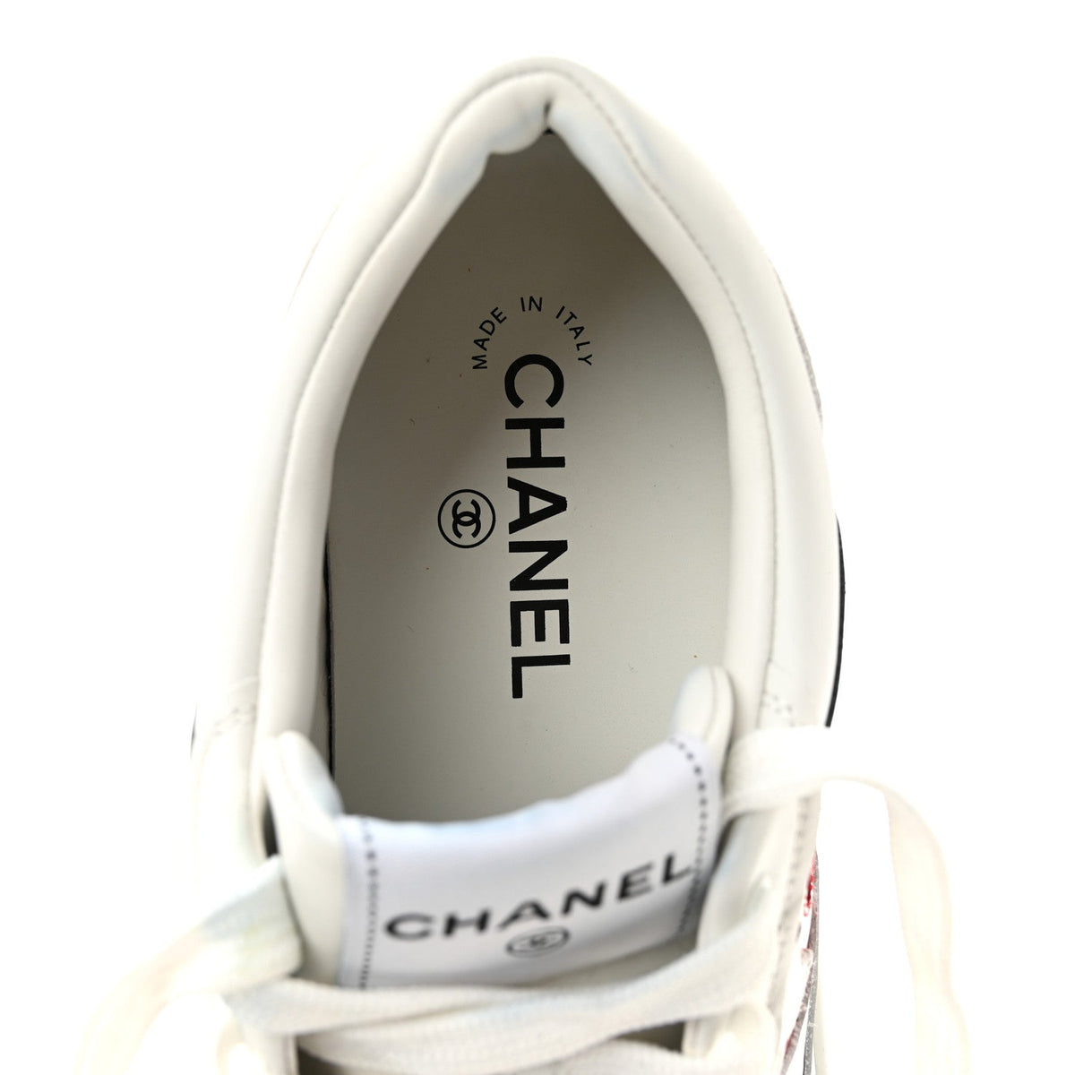 Calfskin Patent Womens CC Sneakers 40.5 White Black Red
