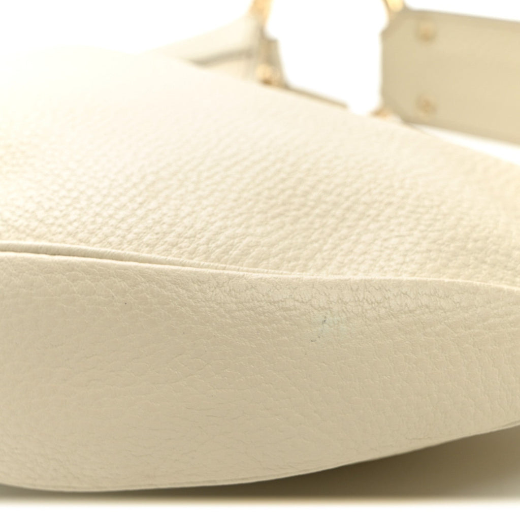 Calfskin Half Moon Bamboo Ring Hobo White