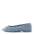 Denim Quilted CC Cap Toe CC Ballerina Flats 40 Light Blue