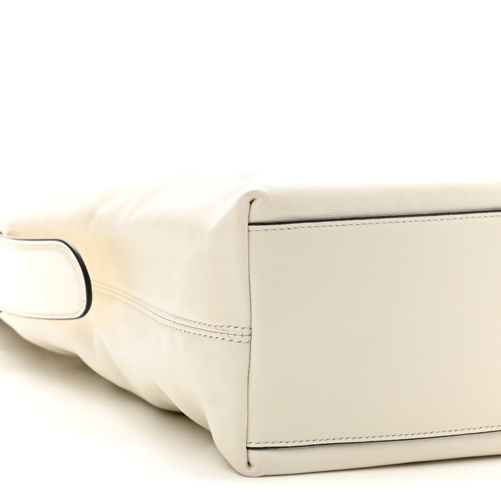 Calfskin Beatrix Horsebit Large Tote Bag Mystic White