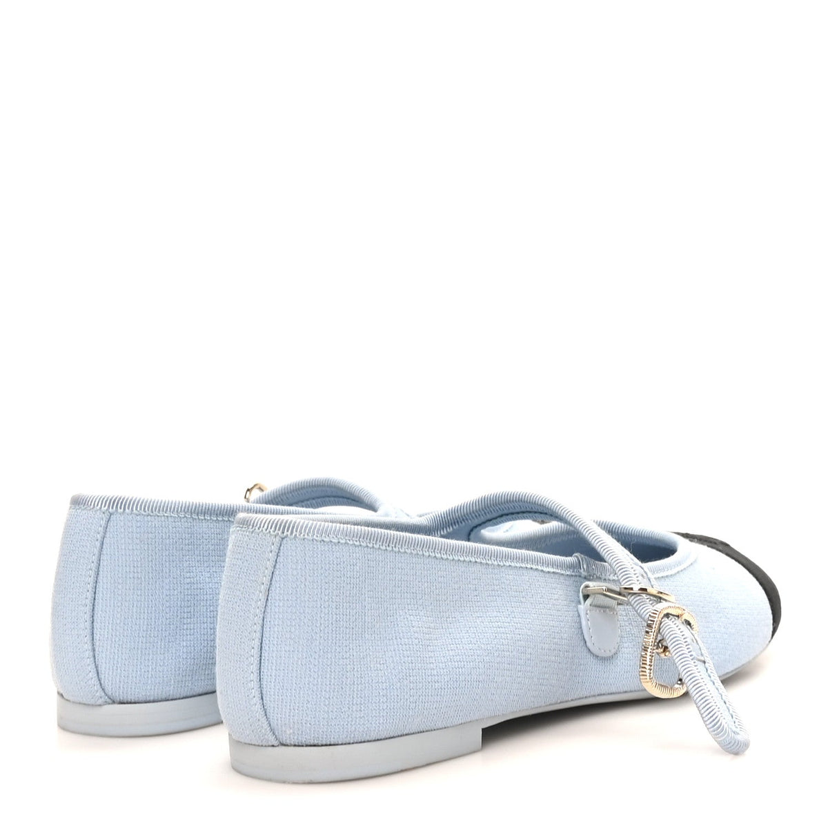 Fabric Grosgrain Mary Jane Flats 37 Light Blue Black