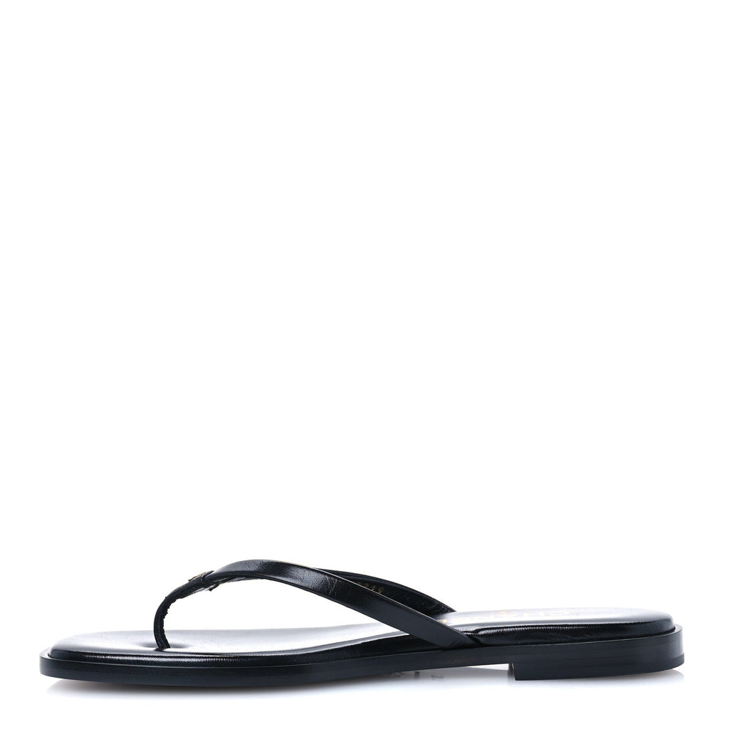 Goatskin CC Times Square Thong Sandals 37.5 Black
