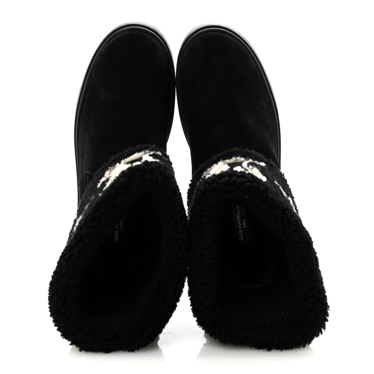 Suede Calfskin Shearling Snowdrop Flat Ankle Boot 37.5 Black