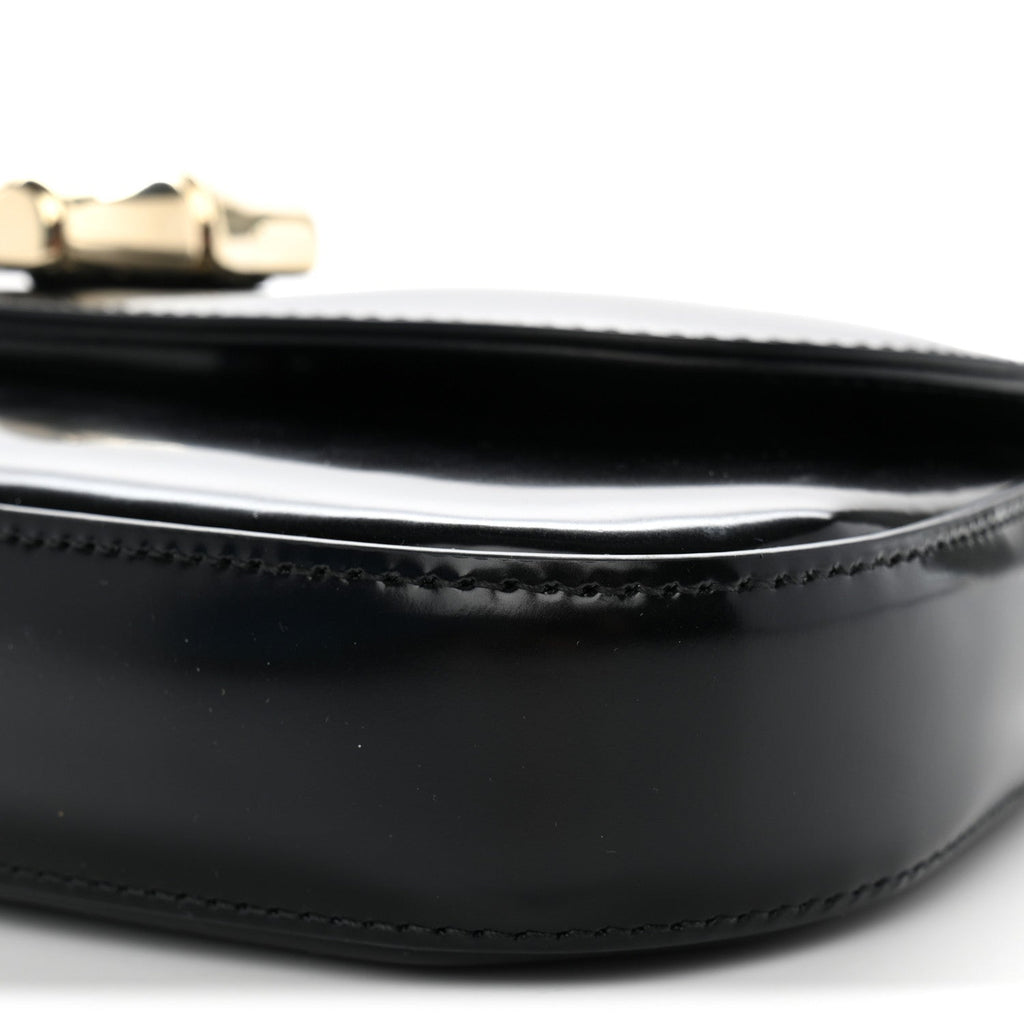 Shiny Calfskin Small Bamboo Night Bag Black