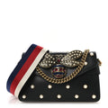 Nappa Pearl Studded Mini Queen Margaret Broadway Shoulder Bag Black