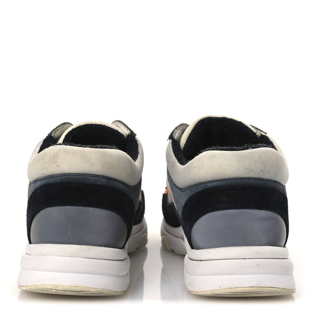 Nylon Calfskin Suede CC Womens Sneakers 35.5 Navy White Orange Black
