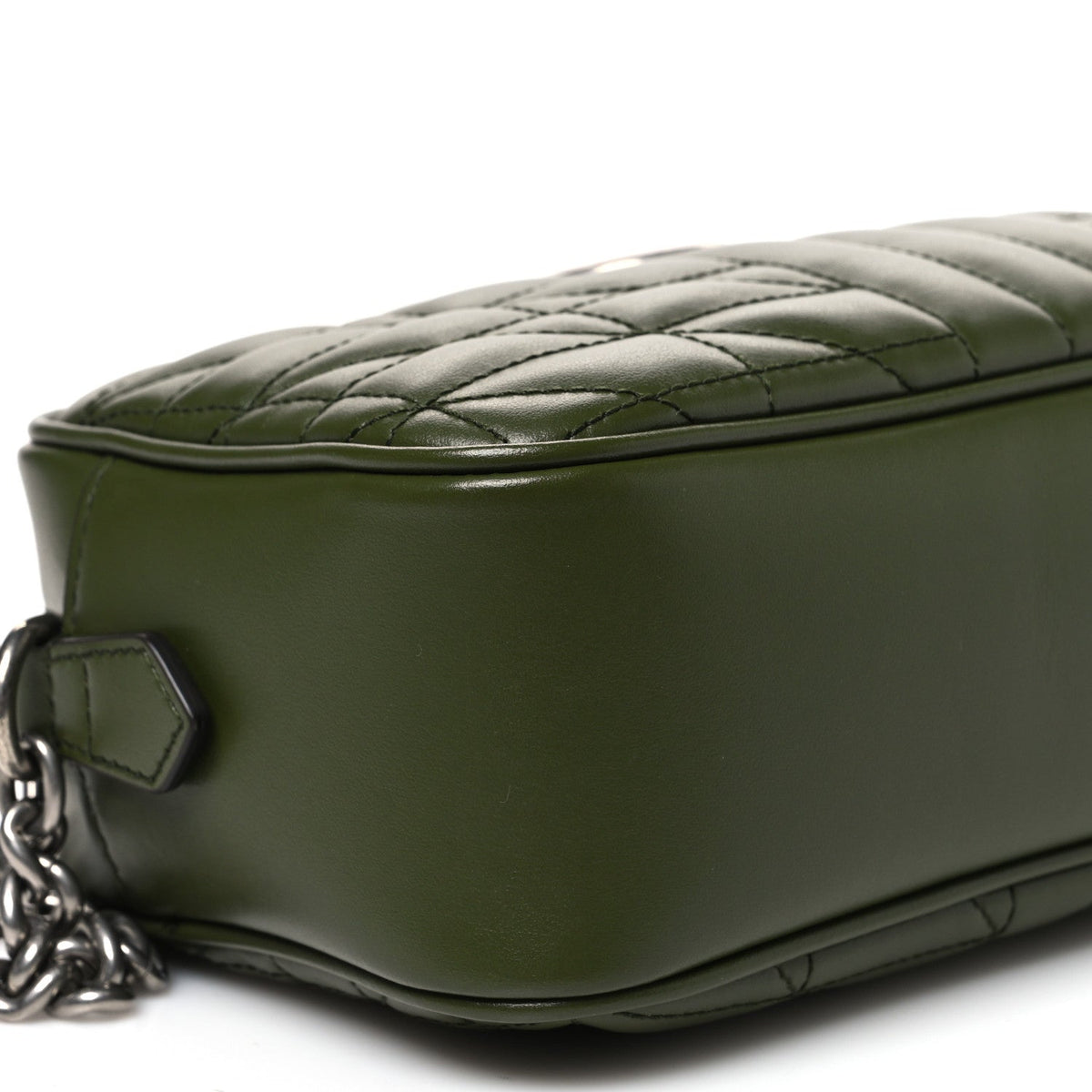 Calfskin Matelasse Aria Small GG Marmont Chain Shoulder Bag Military Wood