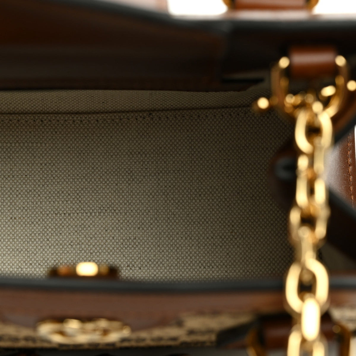 New Canvas Charisma Calfskin Crystal GG Monogram Mini Diana Tote Bag Camel Ebony