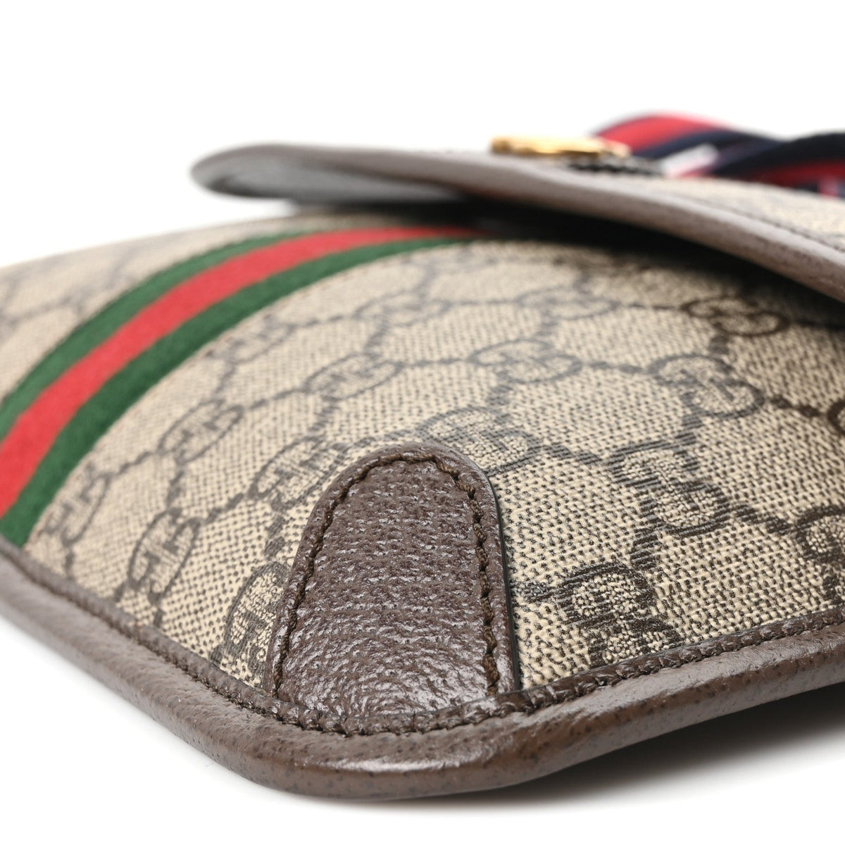 GG Supreme Monogram Web Small Ophidia Belt Bag Brown