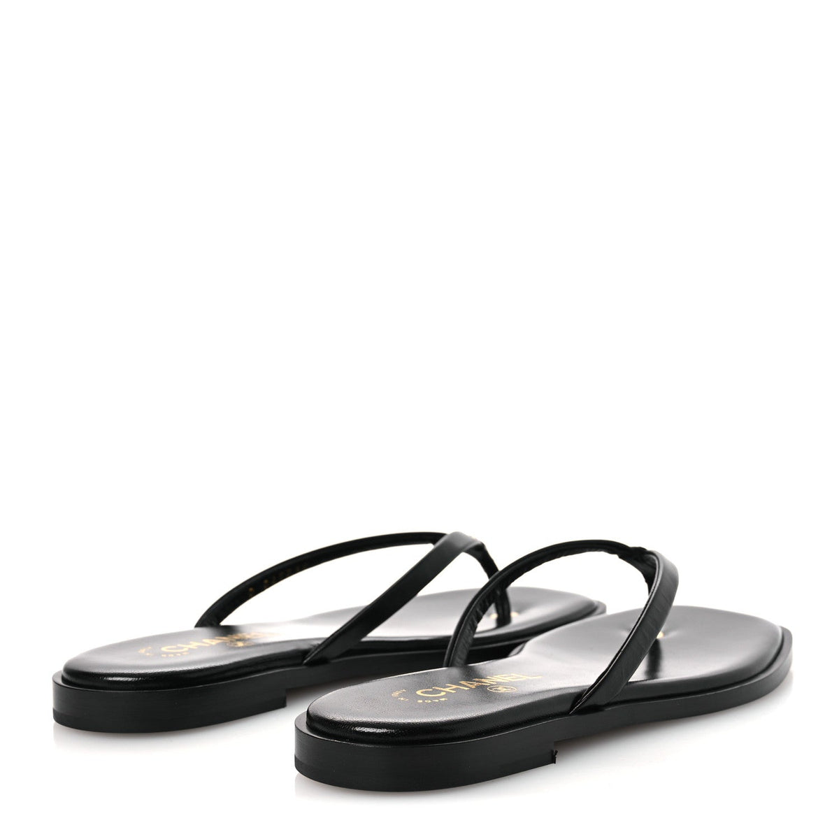Goatskin CC Times Square Thong Sandals 38 Black