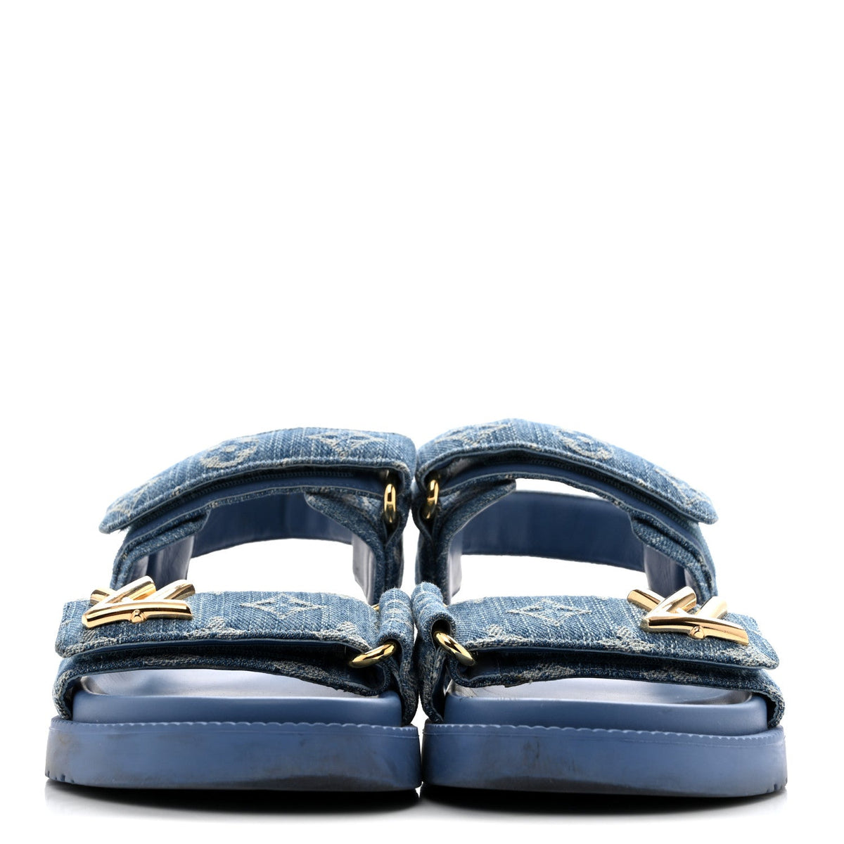 Denim Monogram LV Sunset Comfort Flat Sandals 37 Blue