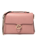 Dollar Calfskin Medium Interlocking G Top Handle Shoulder Bag Soft Pink
