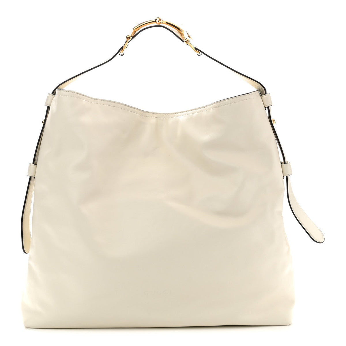 Calfskin Beatrix Horsebit Large Tote Bag Mystic White