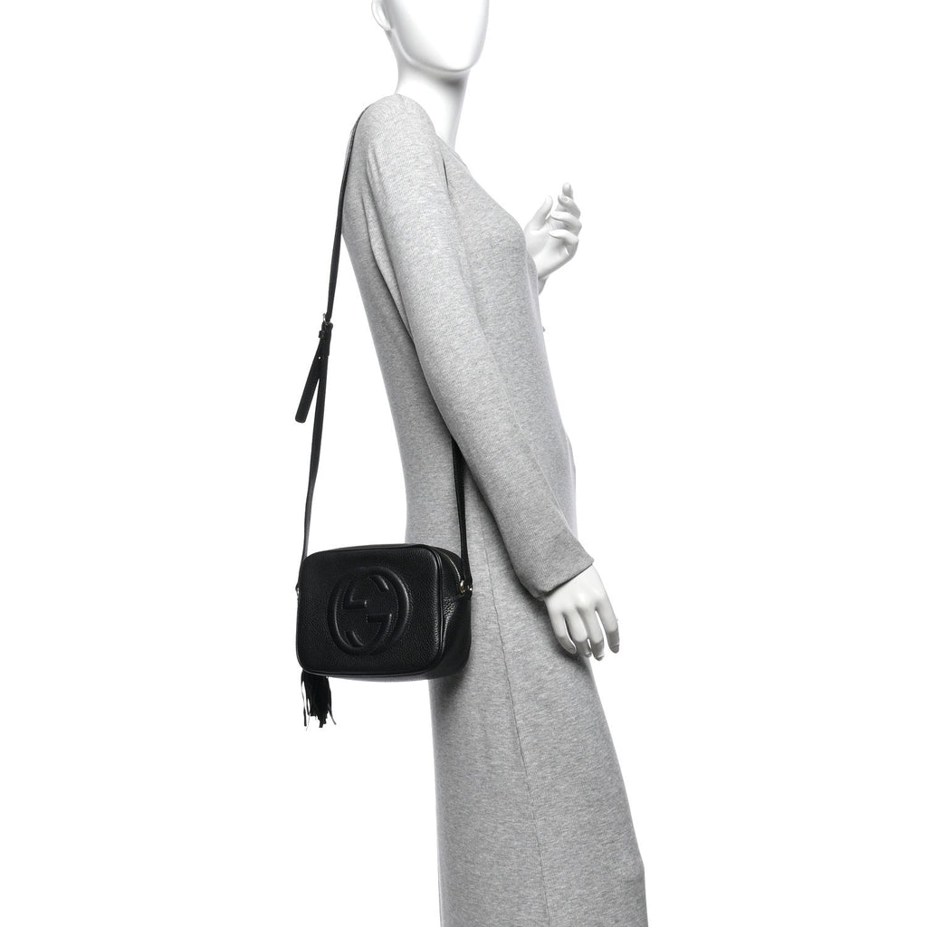 Pebbled Calfskin Small Soho Disco Bag Black