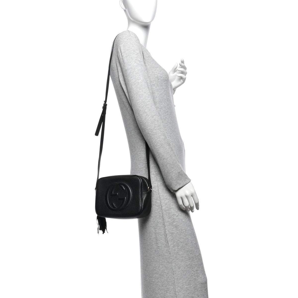 Pebbled Calfskin Small Soho Disco Bag Black