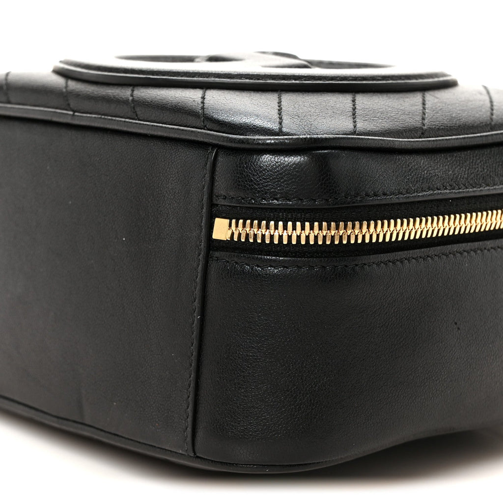 Sakai Be Green Calfskin Diagonal Stitched Blondie Top Handle Bag Black