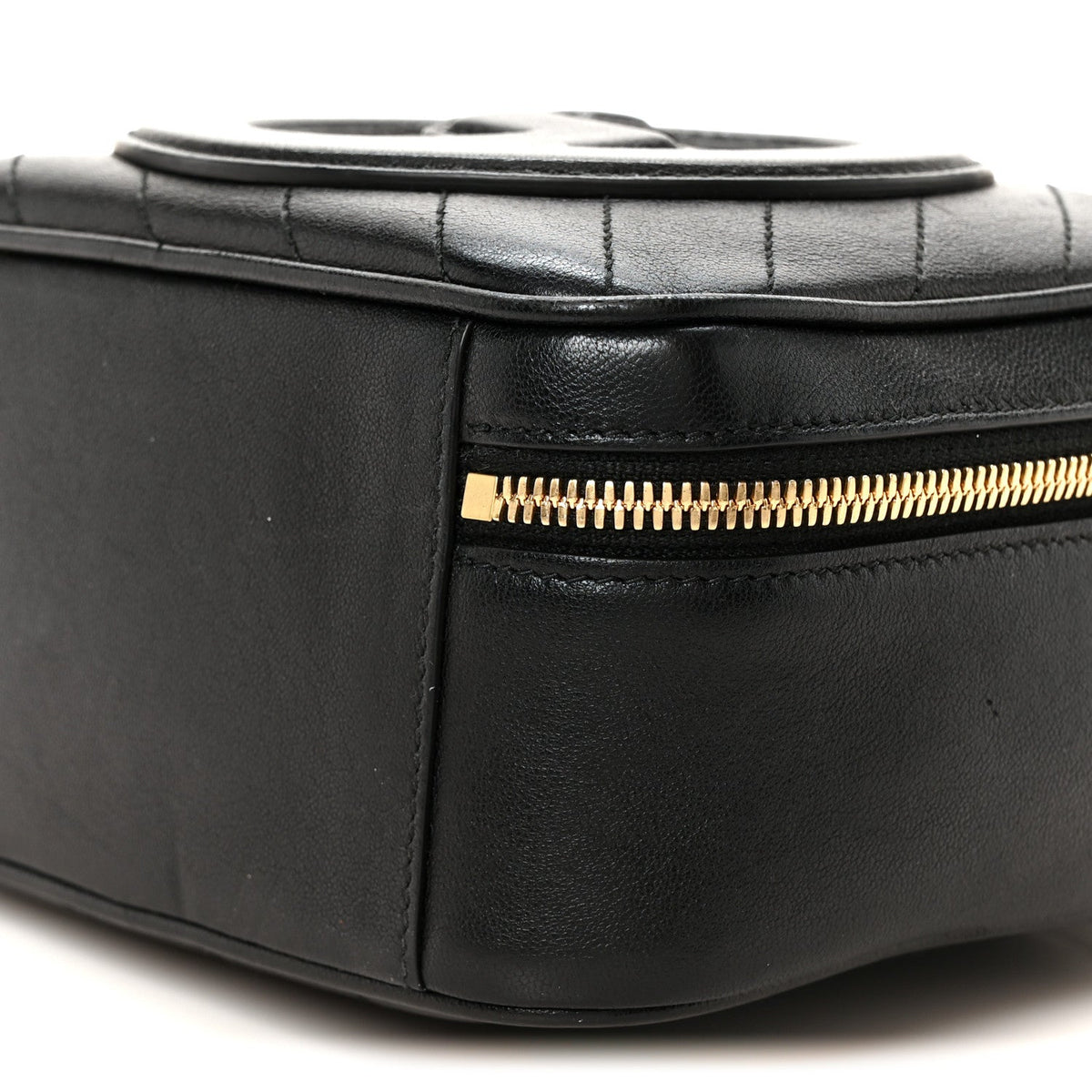 Sakai Be Green Calfskin Diagonal Stitched Blondie Top Handle Bag Black