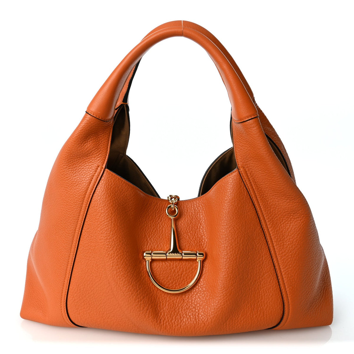 Grained Calfskin Softbit Maxi Shoulder Bag Orange
