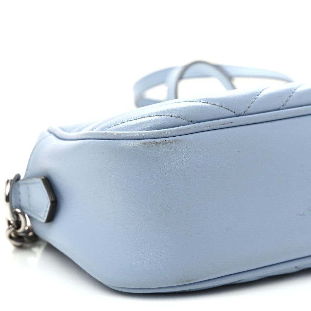 Calfskin Matelasse Small GG Marmont Chain Shoulder Bag Porcelain Light Blue