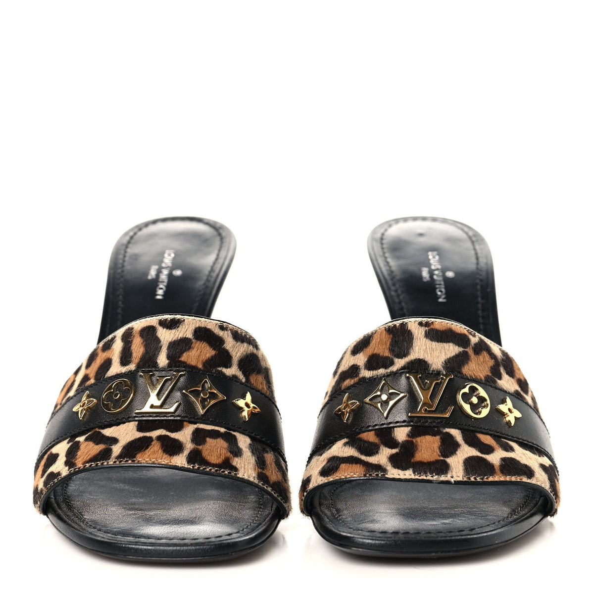 Calfskin Pony Hair Leopard Revival Mules 37 Brown