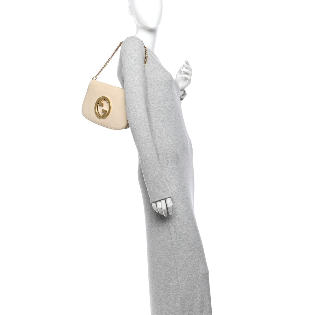Roxy Calfskin Blondie Chain Shoulder Flap Bag Mystic White