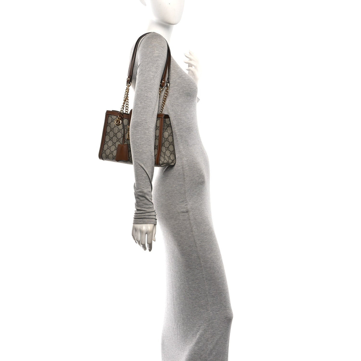 GG Supreme Monogram Calfskin Small Padlock Tote Beige Ebony Tuscany