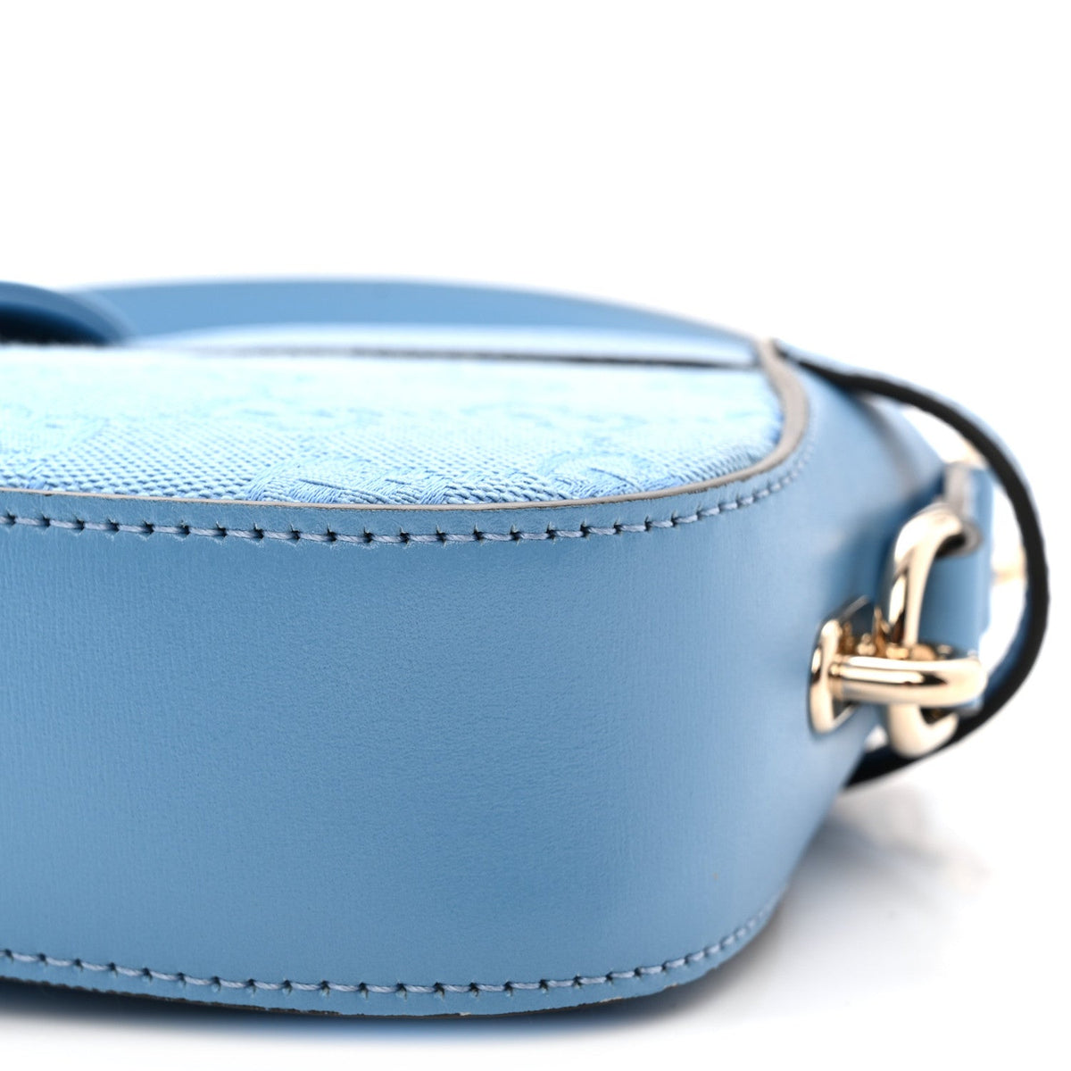 Calfskin Monogram Mini Moon Side Shoulder Bag Blue Blue Blue