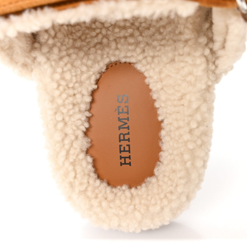 Suede Goatskin Woolskin Womens Chypre Sandals 37 Naturel Ecru