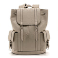 Piuma Calfskin Jumbo GG Embossed Double Buckle Backpack Mystic White