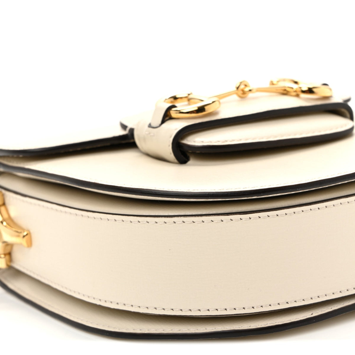 Azalea Calfskin Mini Horsebit 1955 Rounded Shoulder Bag Mystic White